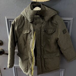 Gray CK Hooded Jacket with Yellow Zipper